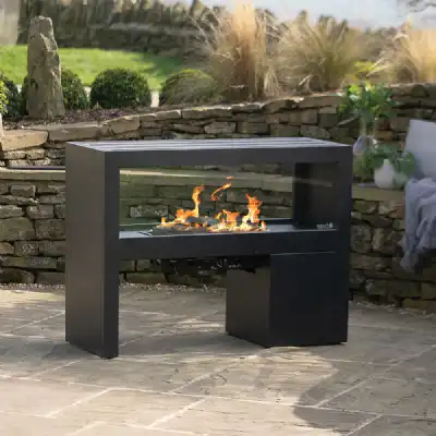Black Metal Rectangular Outdoor 120cm Gas Fire Pit Table