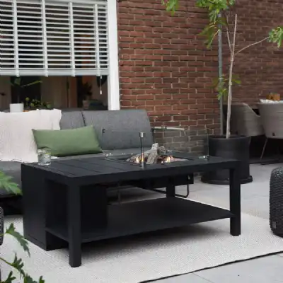Grey Metal Garden Rectangular 120cm Fire Pit Table