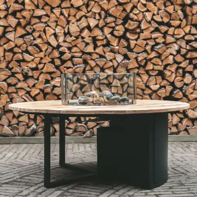 Black Metal Garden 120cm Round Fire Pit Bar Table