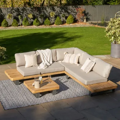 Grey Fabric Outdoor Corner Seating Sofa Set