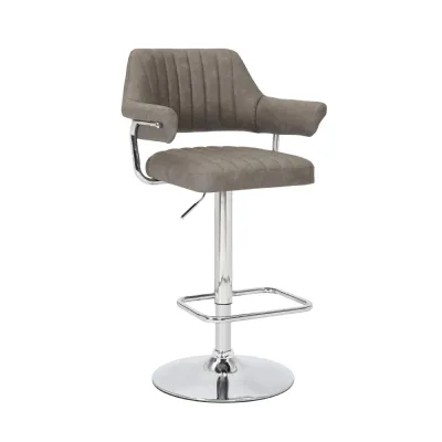 Cortez Leather Effect Charcoal Bar Stool