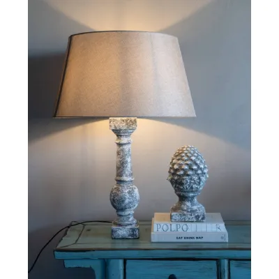 Rustic Glaze Stone Finish Ceramic Tall Table Lamp With Shade