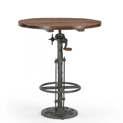 Adjustable Reclaimed Wood And Metal Bar Table