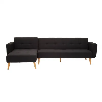 Hagen Black Large Corner Sofa Bed