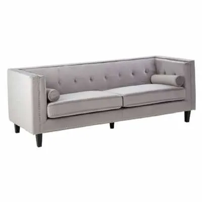 Felisa 3 Seat Grey Velvet Sofa