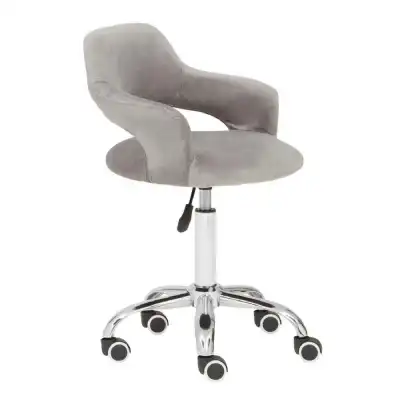 Grey Velvet Home Office Chair with Curved Back