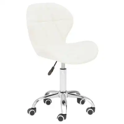 White Velvet Quilted Home Office Chair