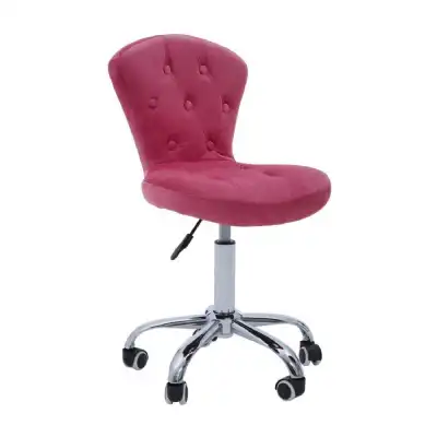 Pink Velvet Buttoned Home Office Chair