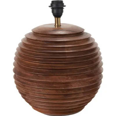 Pembury Brown Wash Large Turned Wood Table Lamp