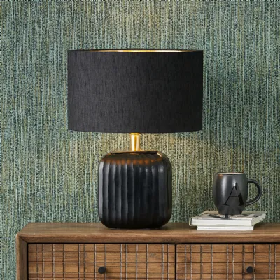 Matt Black Cold Cut Glass Square Table Lamp Base Only