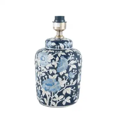 Traditional Blue and White Floral Ceramic Table Lamp