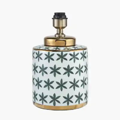 Green and Gold Leaf Ceramic Table Lamp