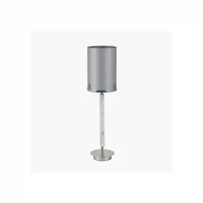 Brushed Nickel and Grey Marble Effect Table Lamp