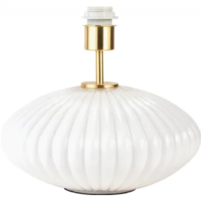 Emilia White Ribbed Glass And Gold Metal Oval Table Lamp