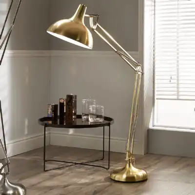Brass Industrial Adjustable Oversized Floor Lamp