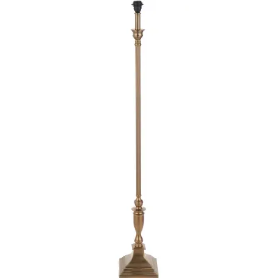 Antique Brass Metal Floor Lamp with Ribbed Detail