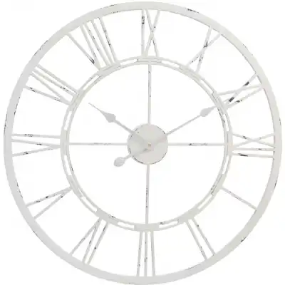 Antique Cream Round Skeleton Wall Clock