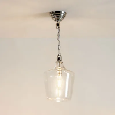 Silver Metal and Clear Glass Pendant Ceiling Light