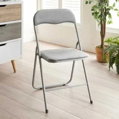 Luxe Velvet Folding Chair Grey