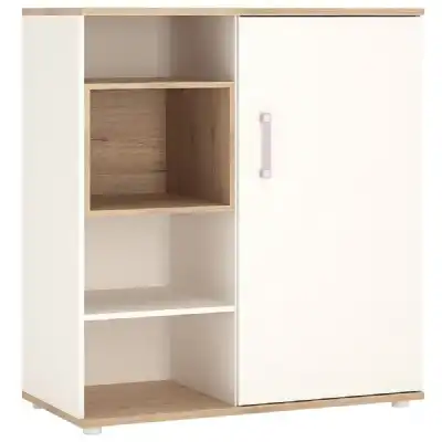 Kids White High Gloss 1 Sliding Door Low Cabinet With Shelves
