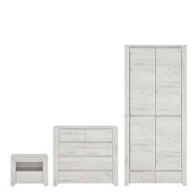 Angel Package 1 Drawer Bedside Cabinet + 2+3 Chest of Drawers + 2 Door 2 Drawer Fitted Wardrobe