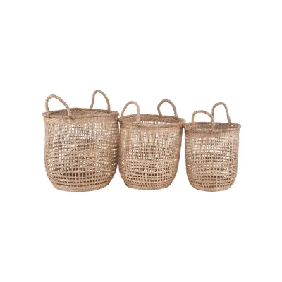 Set of 3 Seagrass Round Storage Baskets