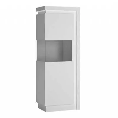 Modern White and High Gloss Narrow Display Cabinet with LED lighting
