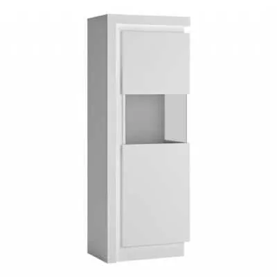 Narrow display cabinet (RHD) 164.1cm high in White and High Gloss