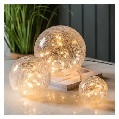 Beautiful Drift LED Clear Crackle Glass Ball Sphere Shaped Lamp