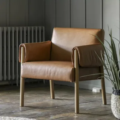 Modern Brown Leather Armchair