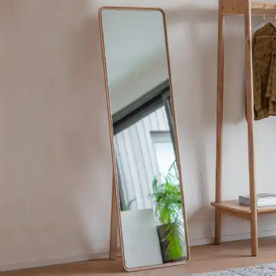 Rectangular Oak Cheval Floor Mirror