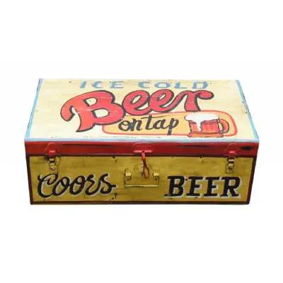 Vintage Style Carnival Antique Iron Hand Painted Beer Storage Trunk 31 x 77cm