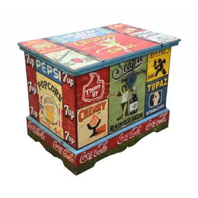 Circus Carnival Colourful Painted Vintage Ad Kids Storage Chest Trunk Blanket Toy Box
