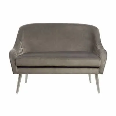Luxe Designed Large Grey Velvet Sofa With Wooden Tapered Legs