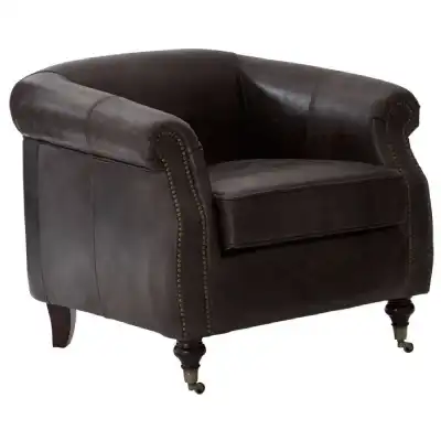 Victor Grey Leather Winged Armchair