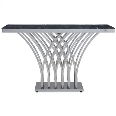 Arenza Black Marble And Silver Console Table