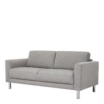 Modern Light Grey Fabric 2 Seater Sofa on Chrome Feet