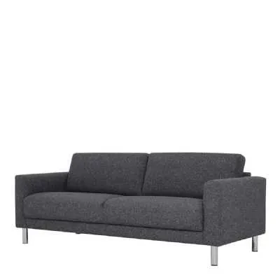 Modern Dark Grey Fabric 3 Seater Sofa on Chrome Feet