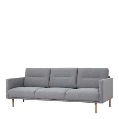 Pale Grey Fabric Upholstered 3 Seater Sofa on Light Oak Legs