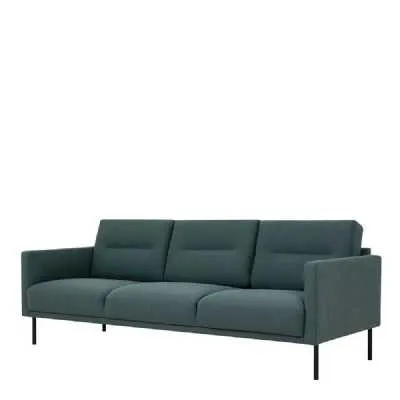 Dark Green Fabric 3 Seater Living Sofa With Black Metal Legs