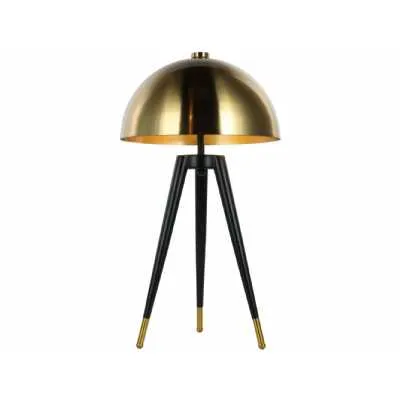 Domed Style Brass Finish Shade Corvus Tripod Table Lamp E27 40W 1