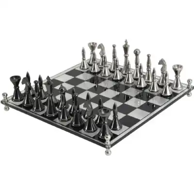 Aluminium and Acrylic Black and Silver Chess Set