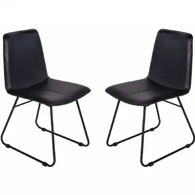 Pair of Robinson Leather Dining Chairs in Charcoal