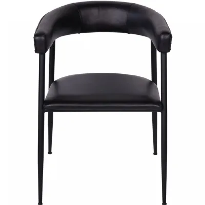 Charcoal Leather Upholstered Curved Dining Chair