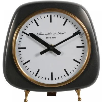 Mid Century Retro Style Small 20cm Nickel Table Clock