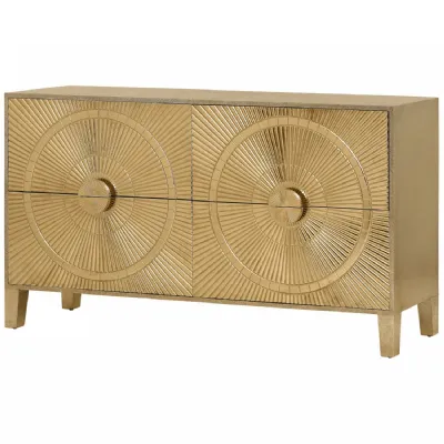 Coco Gold Embossed Metal Four Drawer Buffet