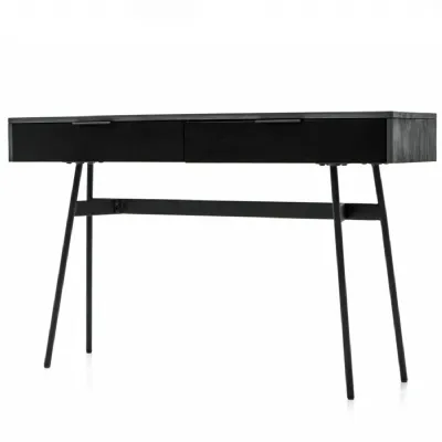 Bronks Black Acacia Console Table with Two Drawers 130cm