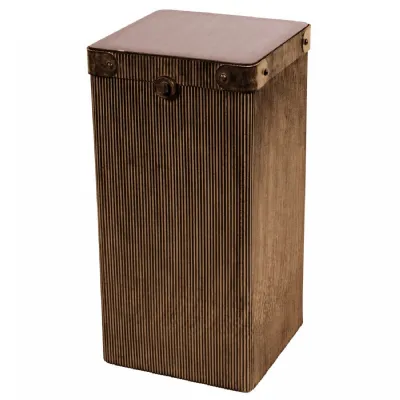 Hunter Corrugated Antique Gold Storage Trunk Accent Table