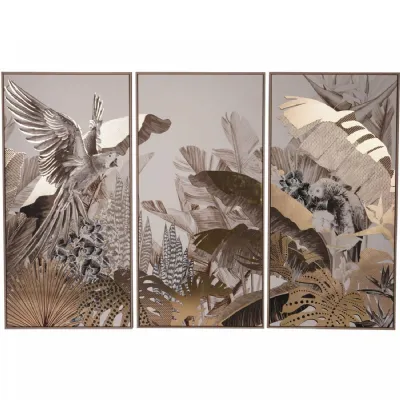Framed Tropical Birds 3 Piece Canvas