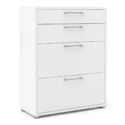 Bookcase 2 Shelves With 2 Drawers + 2 File Drawers in White